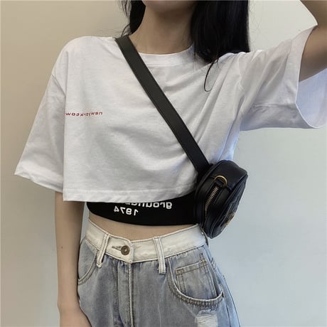2点セット Tシャツ タンクトップ クロップド丈 レイヤード トップス 半袖 レトロ 韓国ファッション レディース 大人可愛い ガーリー Y2Kファッション DTC-a643576976192
