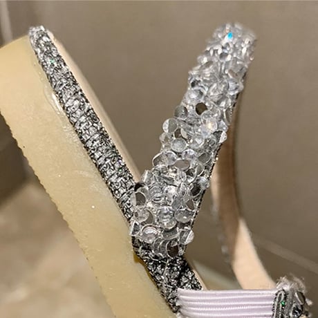 フラットサンダル ラインストーン 22.5～25.0cm ストラップ ぺたんこ サンダル キュート 痛くない かわいい 靴 歩きやすい 韓国ファッション レディース DTC-641834777906