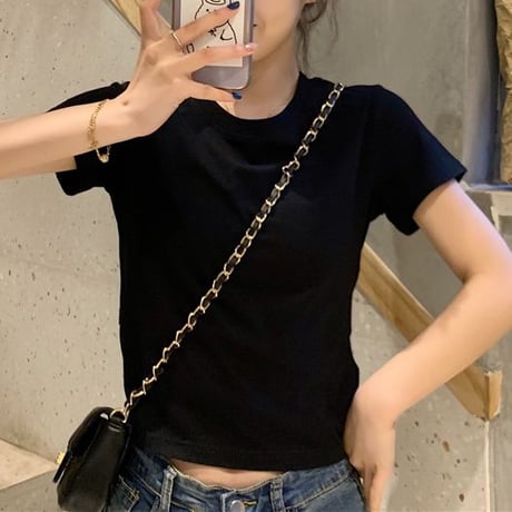 バックリボン tシャツ バックレス ウエスト見せ ショート丈 クルーネック 半袖 トップス レトロ 大人可愛い ガーリー カジュアル DTCA-732666685652