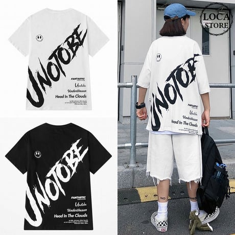 ユニセックス Tシャツ 半袖 メンズ レディース ラウンドネック 英字 バックプリント オーバーサイズ 大きいサイズ ルーズ ストリート TBN-620295284409