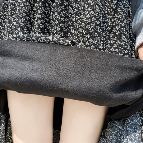花柄 スカート 裏起毛 裏地あり フレア 韓国ファッション レディース フローラル Aラインスカート ロング丈 シフォン ハイウエスト 大人可愛い ガーリー DTC-628495280732