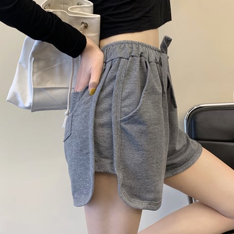 ショートパンツ 薄手 スウェットパンツ スポーツパンツ ハイウエスト ショート丈 シンプル レトロ 韓国ファッション レディース カジュアル DTC-650624596427