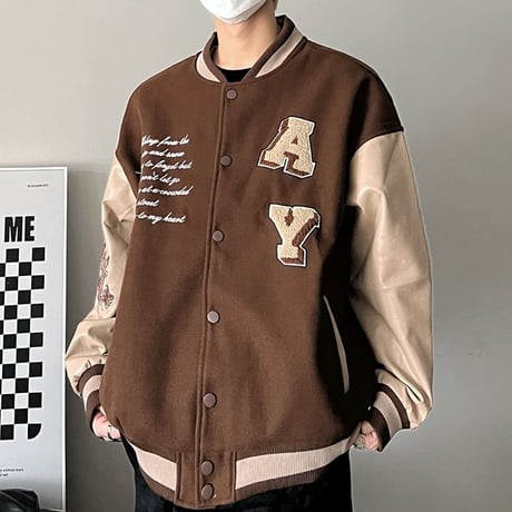 ユニセックス スタジャン 刺繍 オーバーサイズ 長袖 アウター ジャケット レトロ 韓国ファッション メンズ レディース カジュアル ストリートファッション DTC-683510664656