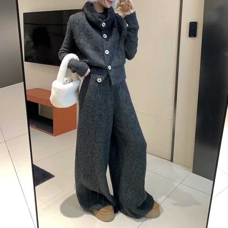 セットアップ ニット 3点セット ベスト ニットセーター ワイドパンツ