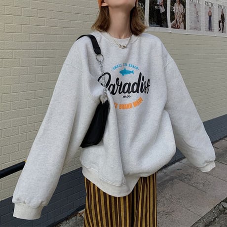 トレーナー プラスベルベット プルオーバー オーバーサイズ シンプル 韓国ファッション レディース トップス ルーズ レトロ ガーリー カジュアル ストリート系 DTC-655184802938