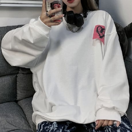 ユニセックス トレーナー 長袖 ラウンドネック 薄手 オーバーサイズ 韓国ファッション メンズ レディース 大きめ カジュアル ストリートファッション DTC-651890921390