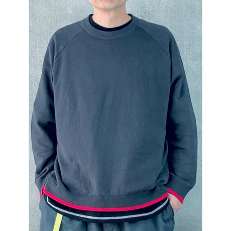 STUMPSTAMP  TRIM KNIT " CHARCOAL × RED"