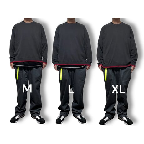 STUMPSTAMP  TRIM KNIT " CHARCOAL × RED"