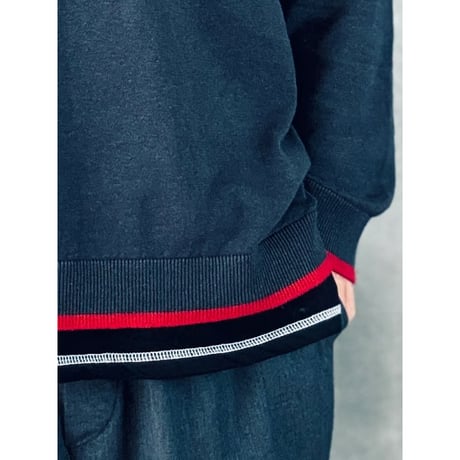 STUMPSTAMP  TRIM KNIT " CHARCOAL × RED"