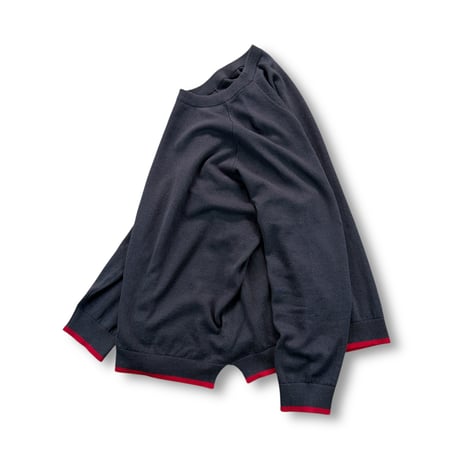STUMPSTAMP  TRIM KNIT " CHARCOAL × RED"