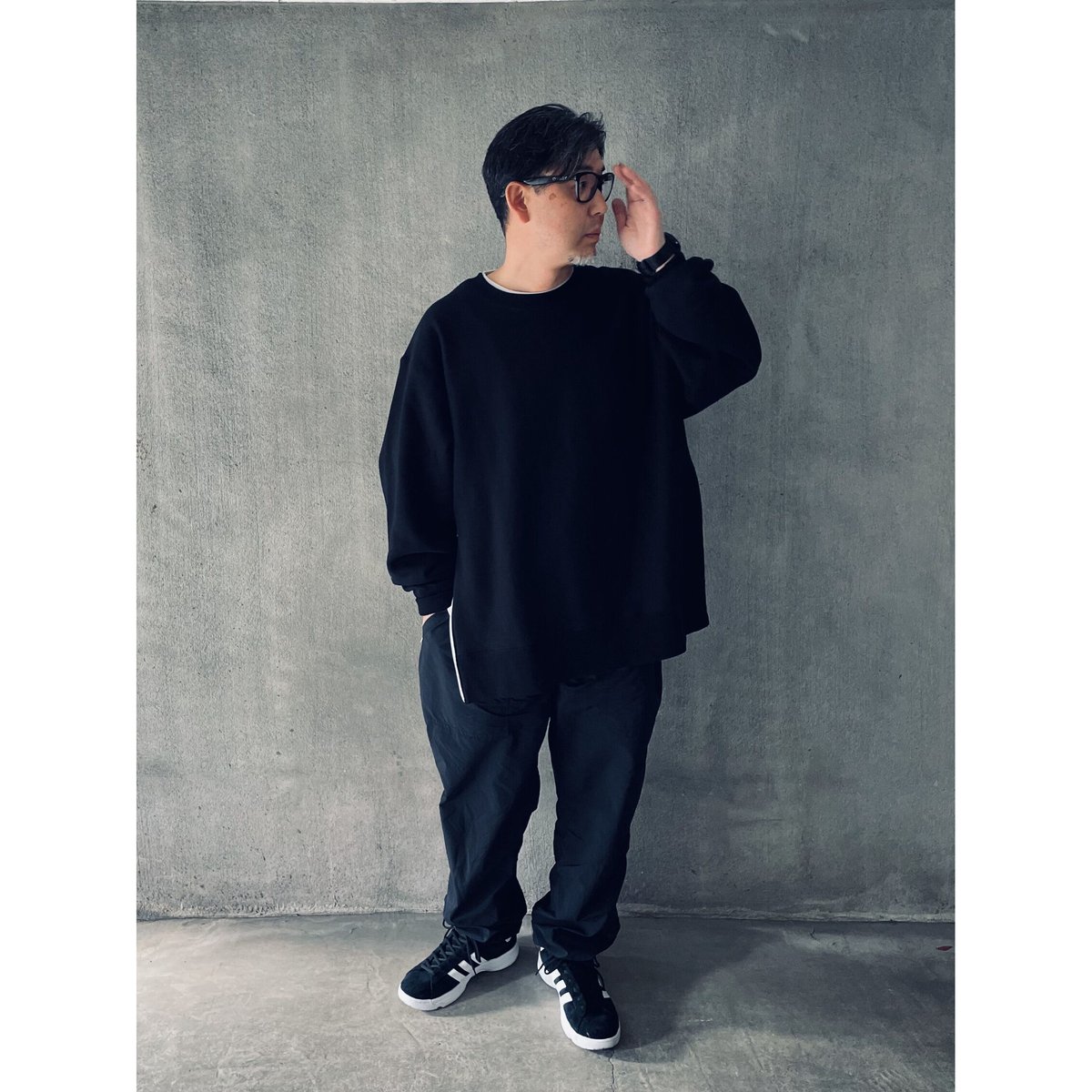 STUMPSTAMP SIDE ZIP SWEAT SHIRTS CREW "BLACK"