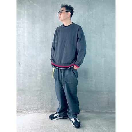 STUMPSTAMP  TRIM KNIT " CHARCOAL × RED"