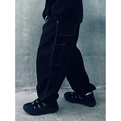 oddment  CUSTOM PAINTER PANTS / MONOURI EXCLUSIVE "BLACK"