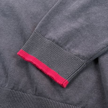 STUMPSTAMP  TRIM KNIT " CHARCOAL × RED"