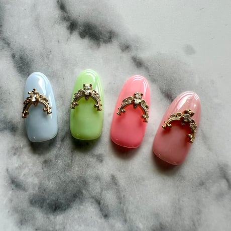 【OUTLET】ネイルゴールドパーツ４個セット　A-24
