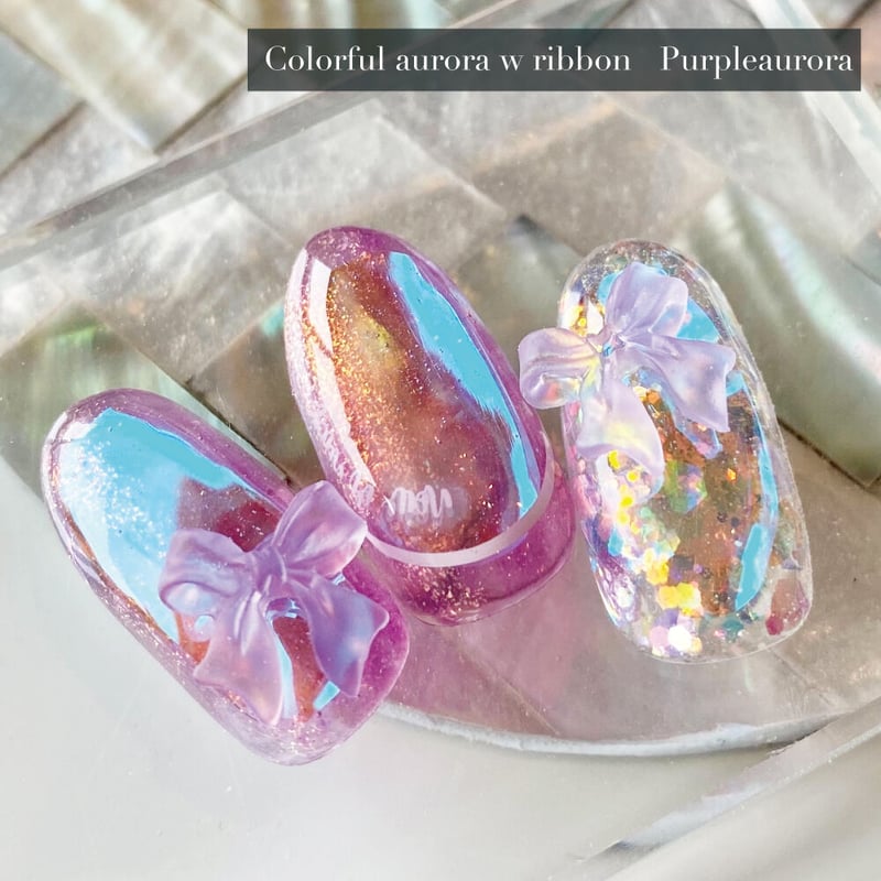 KiraNail カラフルオーロラ Wリボン 5個入 | Kira Nail