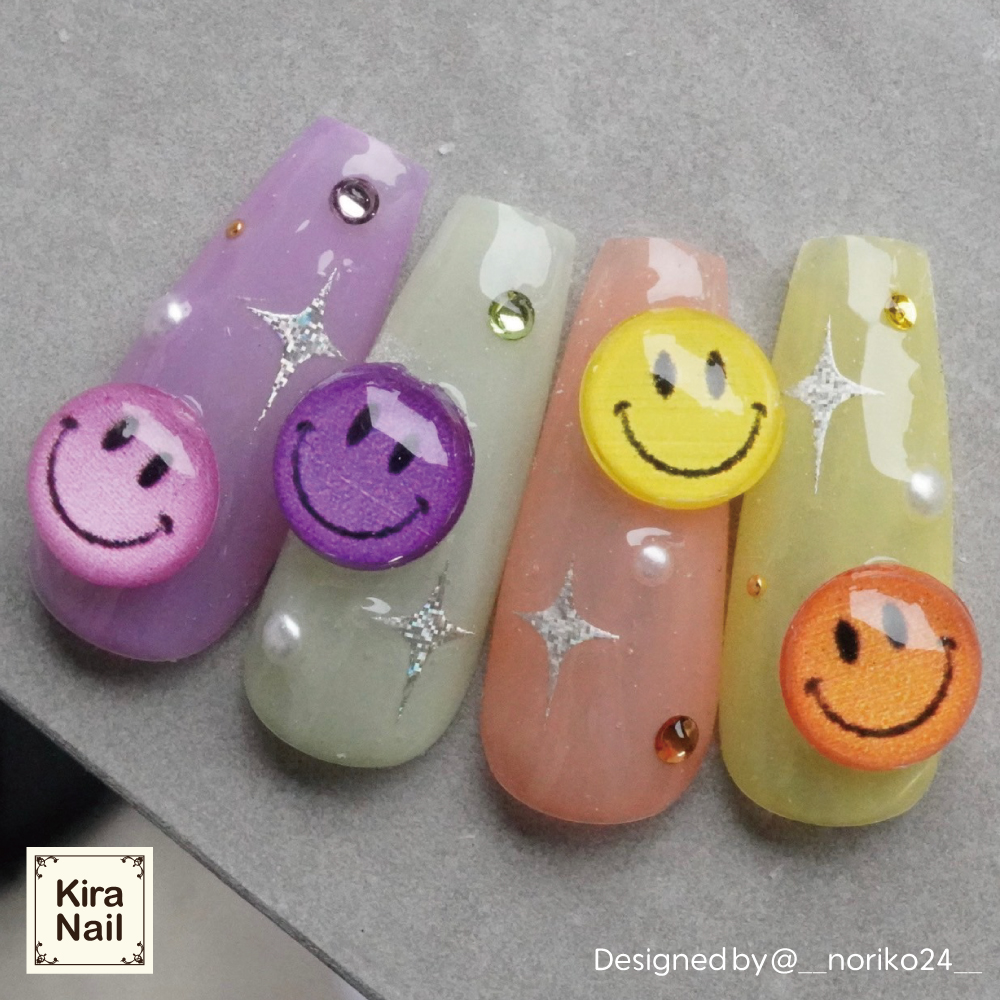 KiraNail ファニースマイリー ぷっくりパーツ カラフル | Kira Nail