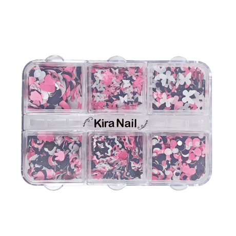 【在庫限り★300円】KiraNail HOLOGRAM キュートシックス ブラックホワイト＆ピンク