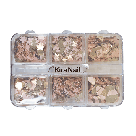 【在庫限り★300円】KiraNail HOLOGRAM キュートシックス モスピンク＆ゴールド