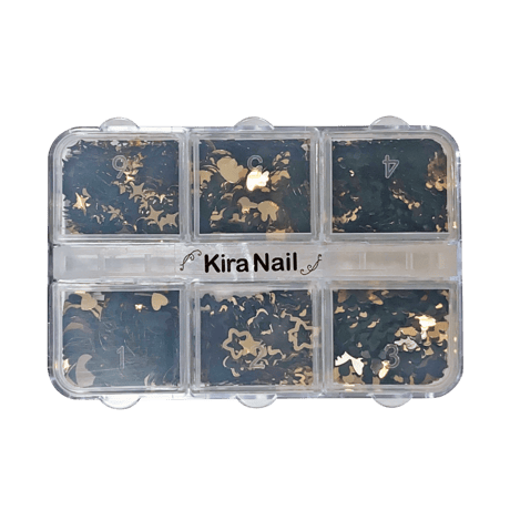 【在庫限り★300円】KiraNail HOLOGRAM キュートシックス ブラック＆ゴールド
