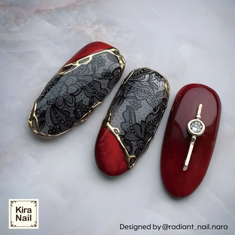 KiraNail Kirally NailSticker エレガンスレース ブラック＆ホワイト