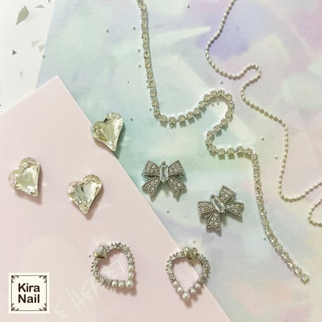 KiraNail Azusa Select パーツセット 6ピース シルバーパーツセット
