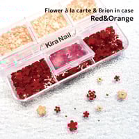 KiraNail フラワーアラカルト＆ブリオン ケース入り レッド＆オレンジ