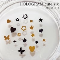 【在庫限り★300円】KiraNail HOLOGRAM キュートシックス ブラック＆ゴールド