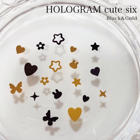 【在庫限り★300円】KiraNail HOLOGRAM キュートシックス ブラック＆ゴールド