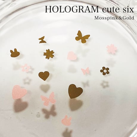 【在庫限り★300円】KiraNail HOLOGRAM キュートシックス モスピンク＆ゴールド