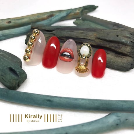 KiraNail Kirally NailSticker Maineeプロデュース brooch-drop-BeigeGold /BeigeSilver