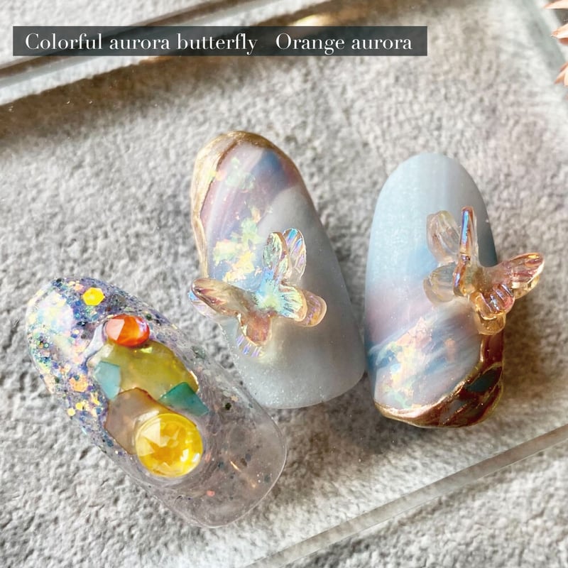 KiraNail カラフルオーロラ バタフライ 5個入 | Kira Nail