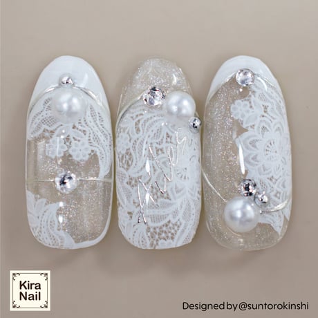 KiraNail Kirally NailSticker エレガンスレース ブラック＆ホワイト