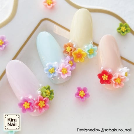 KiraNail フラワーアラカルト＆ブリオン ケース入り 　和花カラフル
