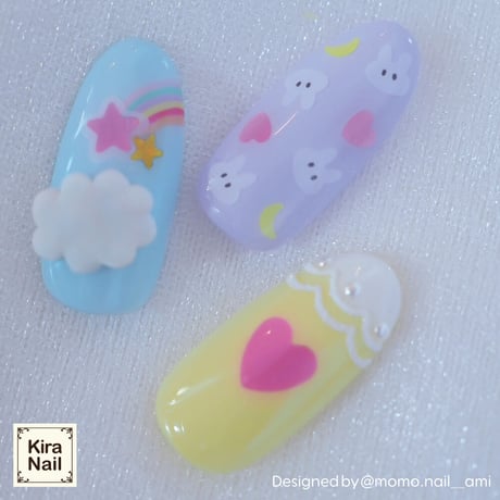 【在庫限り★300円】KiraNail HOLOGRAM キュートシックス ブラックホワイト＆ピンク