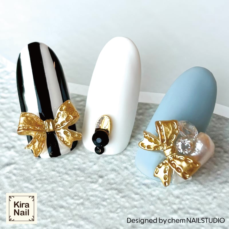 JNA ピンバッチ リボン型　プロネイル用 KiraNail ステッチリボン 5個入 | Kira Nail