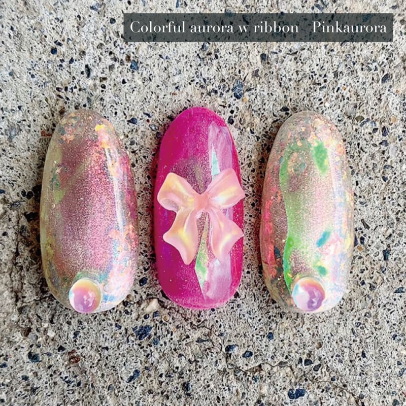 N1219 / カスタムボールペン(オーロラ) 薔薇ビーズ リボン KiraNail