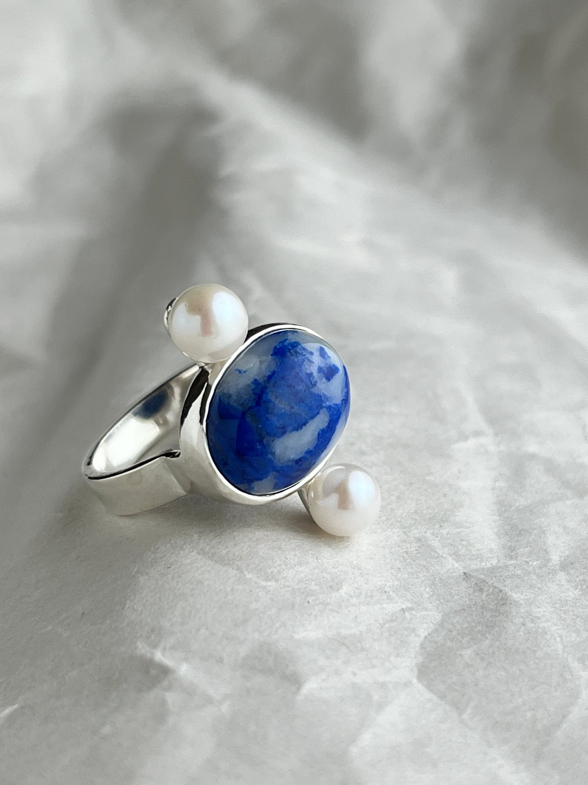 カルサイトインラピスラズリのシルバーリング | RYOKO KIMURA