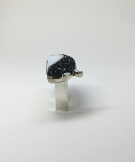 結晶メノウとダイヤのシルバーリング