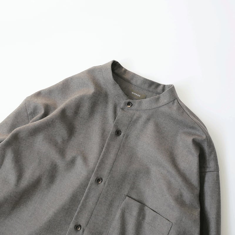 WIRROW｜ウィロウ｜ soft wool stand collar shirt｜size2