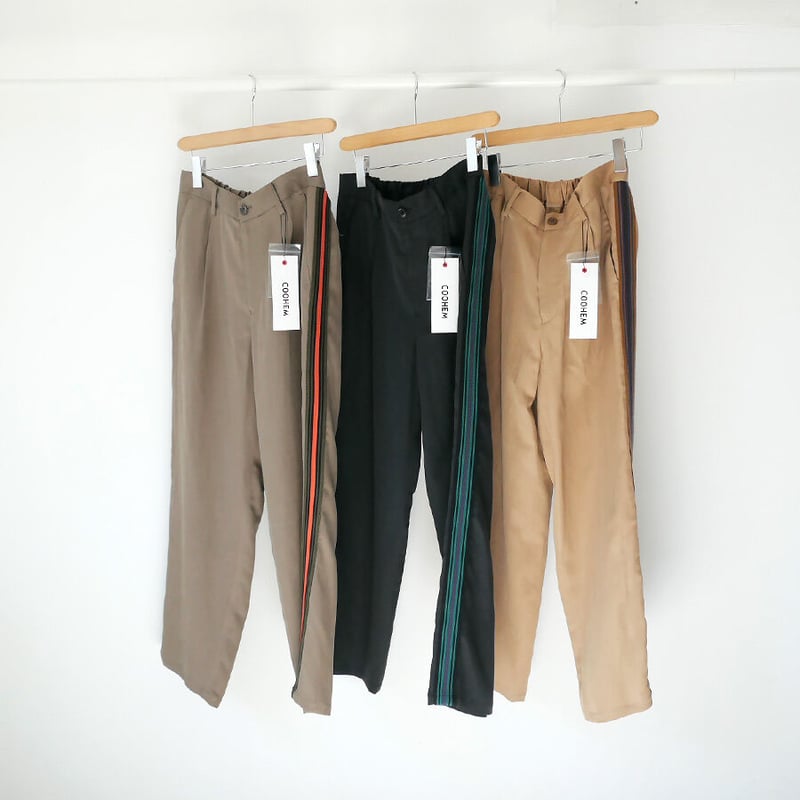 COOHEM| コーヘン |KNIT SIDELINE LINEN MIX PANTS｜BLA