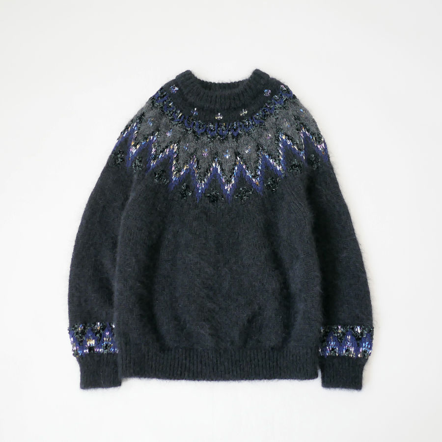 トップス 19AW COOHEM MOHAIR NORDIC SWEATER BLACK COOHEM| コーヘン | NORDIC KNIT SWEATER｜ノルディックニット