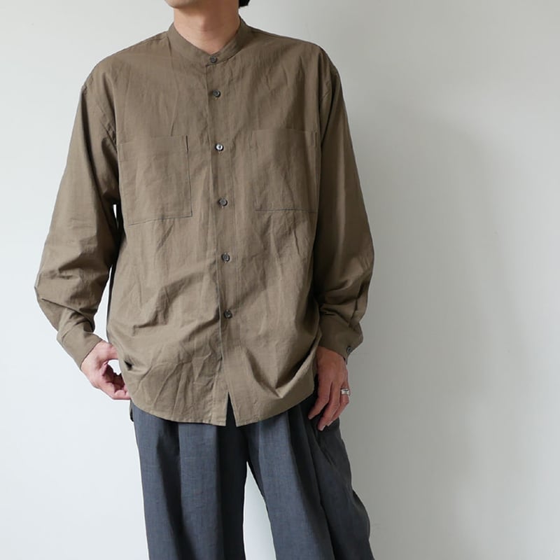 WIRROW｜ウィロウ｜Cotton linen stand collar shirt｜siz