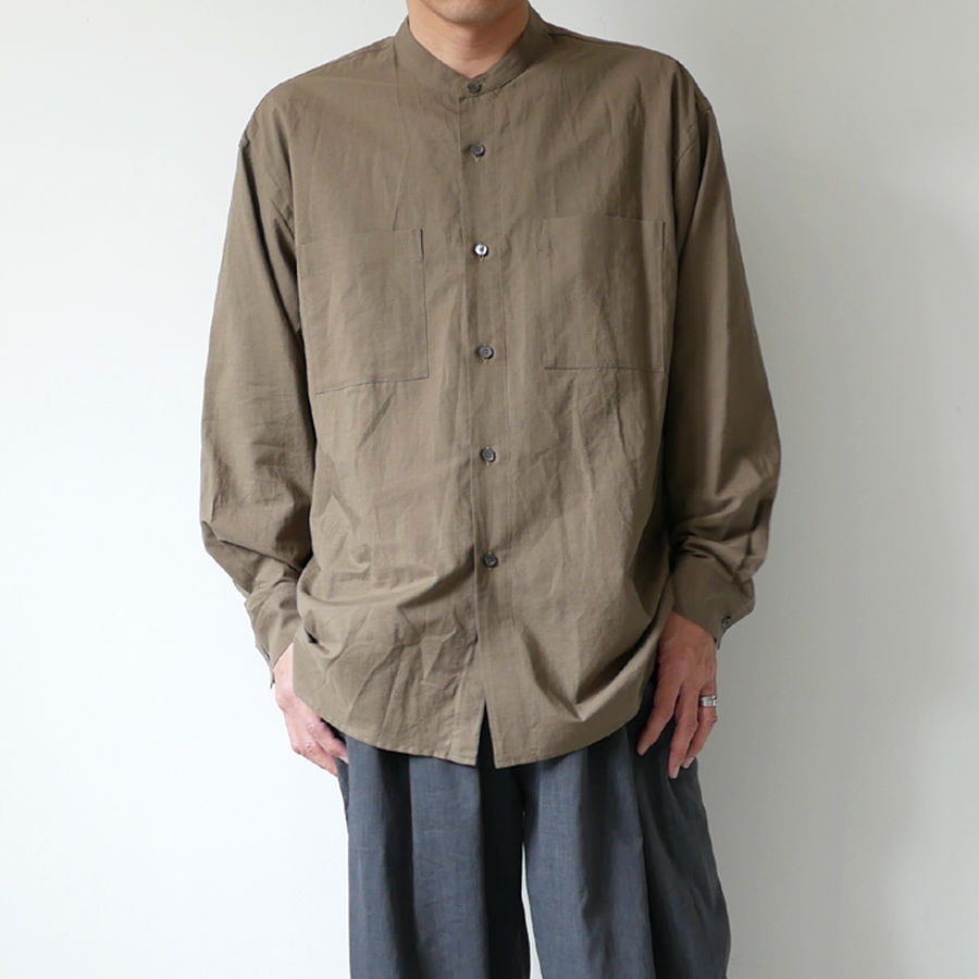 【WIRROW】 和紙コットンスタンドカラーシャツ size3 新品 WIRROW】 和紙コットンスタンドカラーシャツ size3
