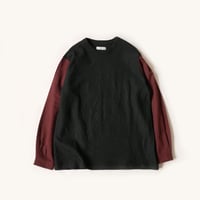 nisica ニシカ |クルーネック切替カットソー｜BLACK / BORDEAUX ｜SIZE3