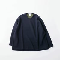 NO CONTROL AIR ｜ノーコントロールエアー｜ウール＆ポリエステル ダブルニット オーバーサイズプルオーバー｜navy｜CW-NC135TF