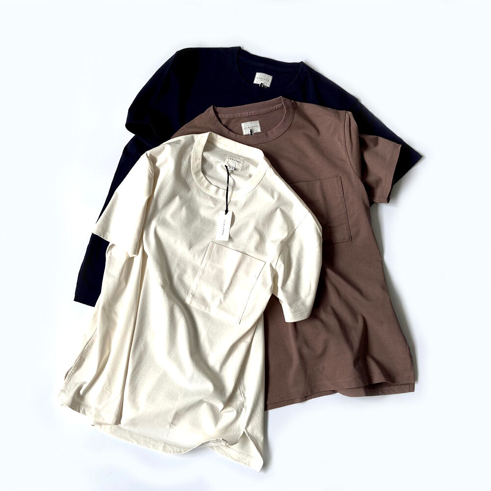 Tシャツ・カットソー ^LEATHERY^ Prune Boucle Short Sleeve Knit CREAM LRKN4201CR CURLY | カーリー | AZTEC S/S POCKET TEE|ショートスリーブ