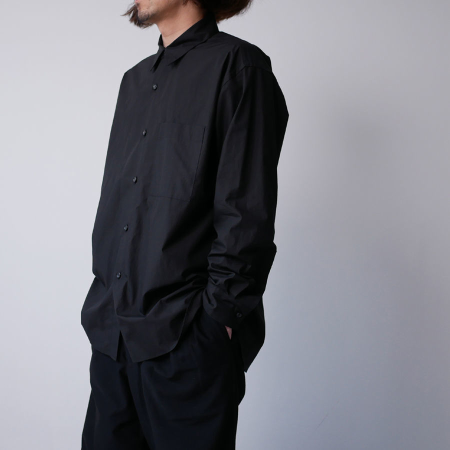 WIRROW ブラック 長袖シャツ WIRROW｜ウィロウ｜タイプライターレギュラーカラーシャツ