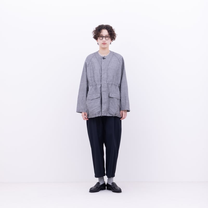 FIR MUM リネン＆コットン・ピンチェック ブルゾンシャツ XS FIRMUM ｜フィルマム｜リネン＆コットン・ピンチェック ブルゾン