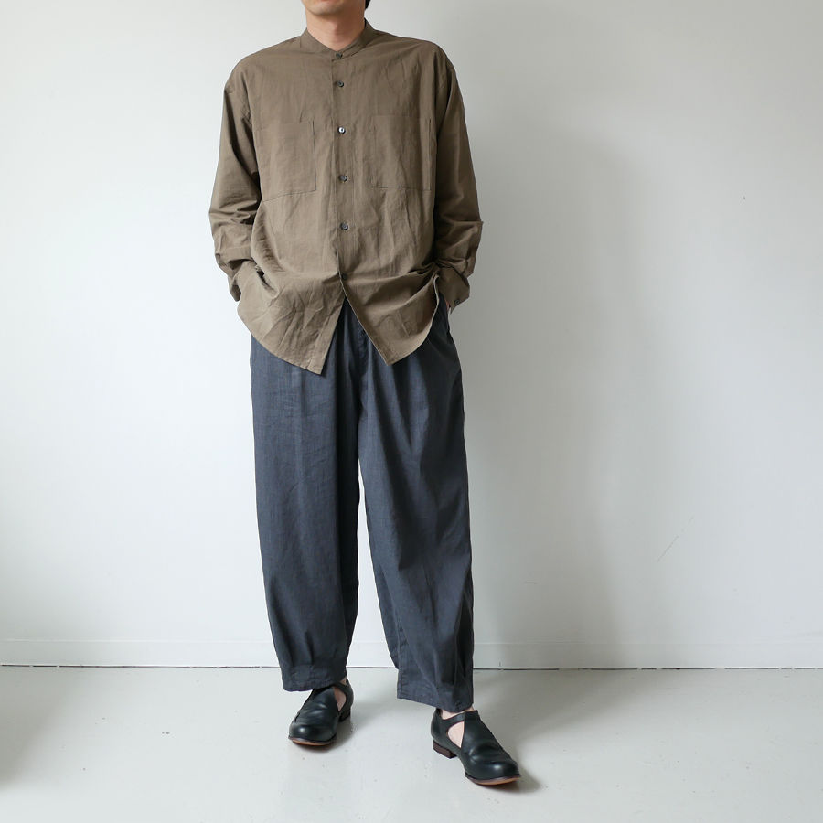 WIRROW｜ウィロウ｜Cotton linen stand collar shirt｜siz...